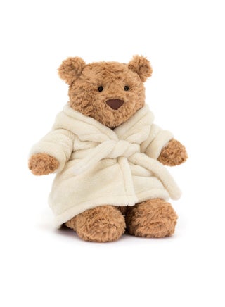 Bartholomew Bear Bathrobe Outfit - Removable Robe Plush – Soft Stuffed Toy with Cordy Legs, Cute Valentine’s Gift for Kids & Adults, Collectible Jellycat, 22cm - view 3